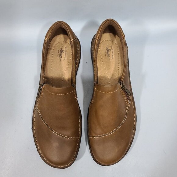Bass Brock Side Zip Brown Leather Loafers Womens Size 9W 0201-3065 NWOB 2015 - Picture 4 of 9